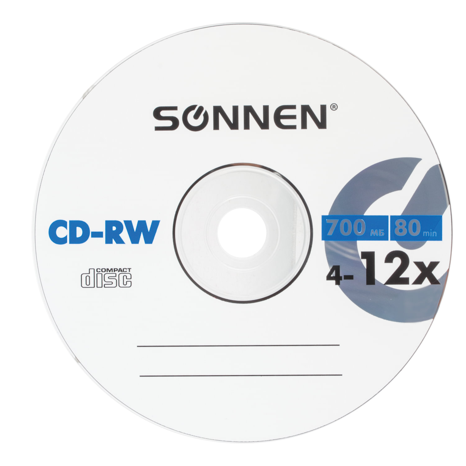 Диск CD-RW SONNEN, 700 Mb, 4-12x, Slim Case (1 штука), 512579