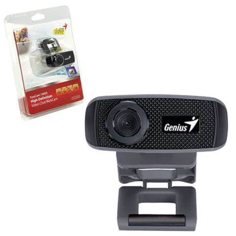 Веб-камера GENIUS Facecam 1000X V2, 1Мп., микрофон, USB 2.0, рег.креп., черный, 23101