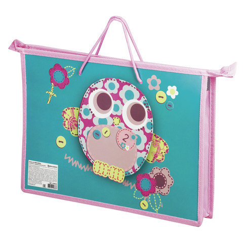 Папка на молнии с ручками BRAUBERG А4, пластик, девочка, Совушка, 226622