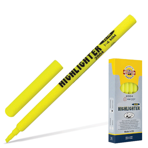 Текстмаркер KOH-I-NOOR "Ergo", скошенный наконечник 1-4 мм, желтый, 7720040101KS