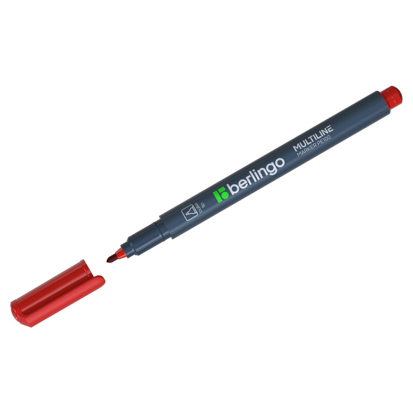 Маркер перманентный Berlingo "Multiline PE100" красный , пулевидный, 1мм Маркер перманентный Berlingo "Multiline PE100" красный , пулевидный, 1мм