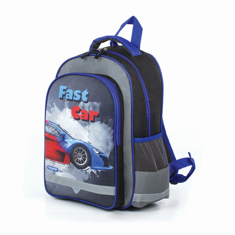 Рюкзак ПИФАГОР для начальной школы, мальчик, На старт!, 38х28х14 см, 227948