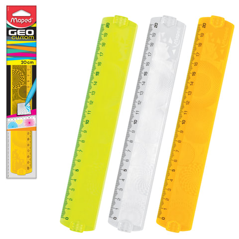 Линейка MAPED (Франция) "Geometric", 20 см, тонированная, ассорти, упак. с европодв., 242021, 254120