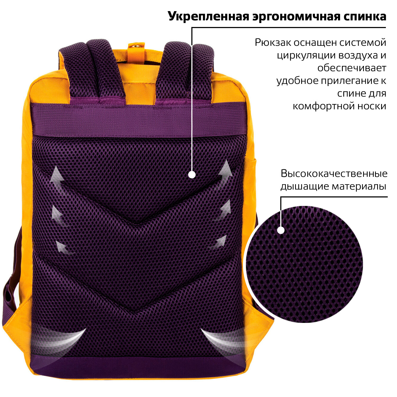 Рюкзак BRAUBERG FRIENDLY молодежный, горчично-фиолетовый, 37х26х13 см, 270093