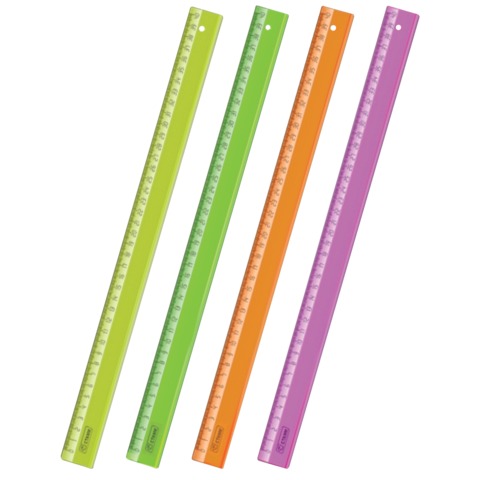 Линейка СТАММ "Neon Cristal", 40см, прозрачная, неон. ассорти, ЛН52