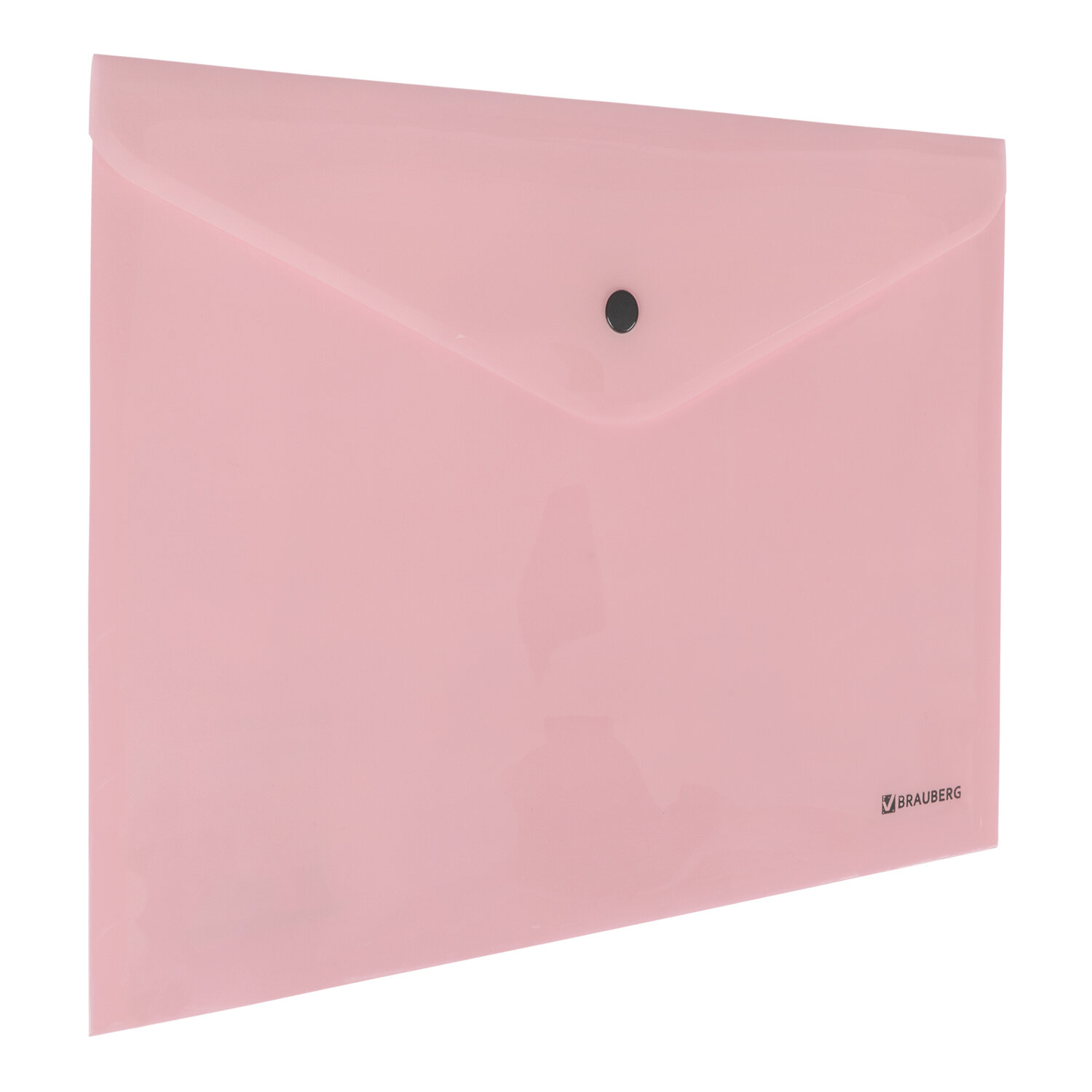 Папка-конверт с кнопкой BRAUBERG "Pastel", А4, до 100 листов, непрозрачная, персиковая, 0,18 мм