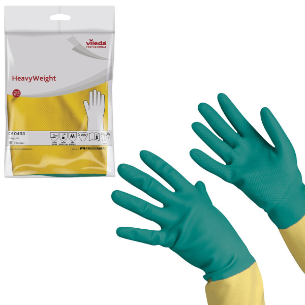 Перчатки хоз.латексные VILEDA с х/б напылением, особо прочные (неопрен), размер M (средний), 120268 