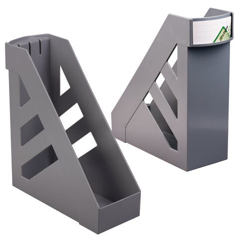 Лоток для бумаг вертикальный СТАММ "Ультра", ширина 100 мм, серый, ЛТ01