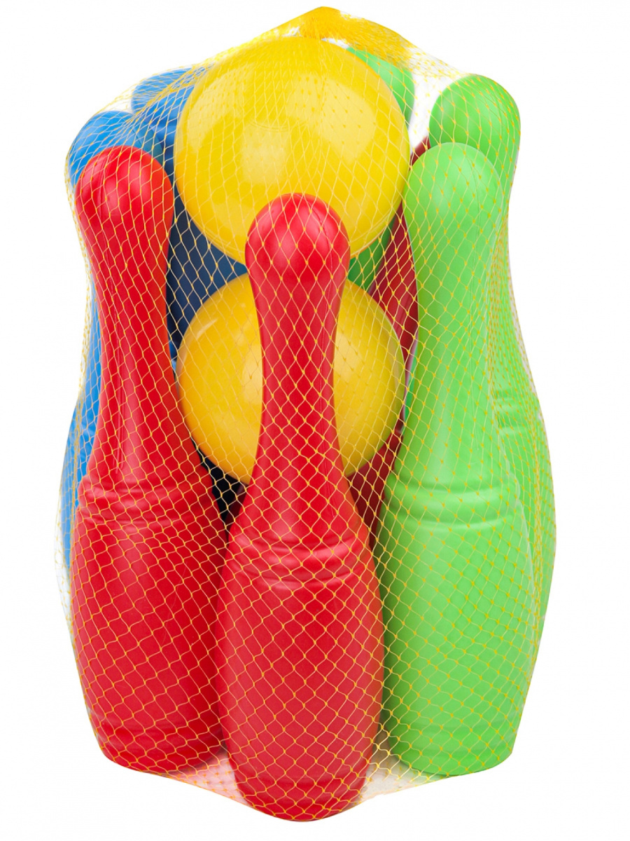 НАБОР КЕГЛЕЙ. 9 шт. + 2 маленьких мяча (сетка) (Арт. И-1630)