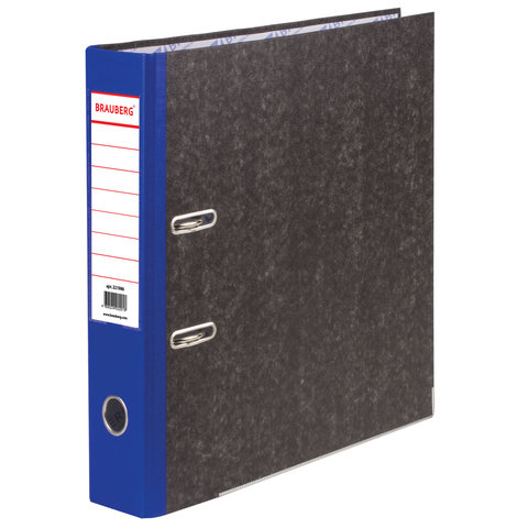 Папка-регистратор BRAUBERG "Contract" мрамор, увелич.формат, "содержание", 70мм, син. корешок 221986