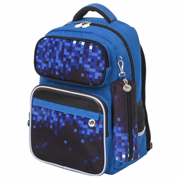 Рюкзак ЮНЛАНДИЯ COMPLETE, с пеналом в комплекте, эрго-спинка, Pixels, 42х29х14 см, 229974