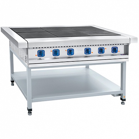 Плита электрическая 6-ти конфорочная без жарочного шкафа ЭП-6П (на окрашенной подставке) (1265(1475)